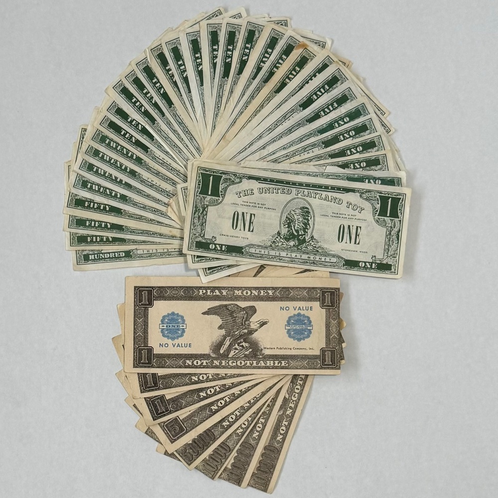 💵Vintage Play Money (1960's) The United Playland Toy & from the West. Publish Co